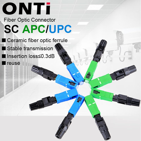 ONTi 200pcs SC UPC Single Mode Fiber Optic Fast Connector SC APC FTTH SC Quick Connector SC Adapter Field Assembly ► Photo 1/6