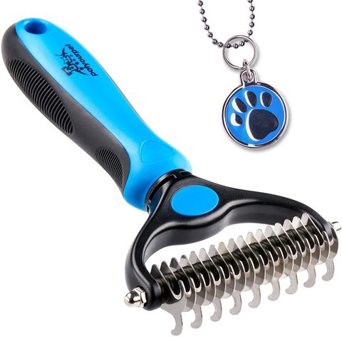 Pet Grooming Tool - 2 Sided Undercoat Rake for Cats & Dogs - Safe Dematting Comb for Easy Mats & Tangles Removing  dog grooming ► Photo 1/6