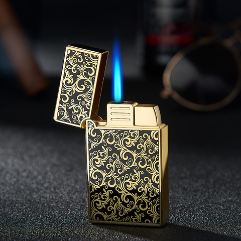 2022 New Windproof Gas Jet Lighter Butane Turbo Torch Lighter For Cigar Cigarette Metal 1300 C Blue Fire Lighter Gadgets For Men ► Photo 1/6