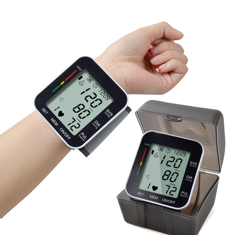 Portable automatic Wrist BP Blood Pressure Monitor machine Automatic Wrist Blood Pressure Meter cuff heat pulsometer Tonometer ► Photo 1/6
