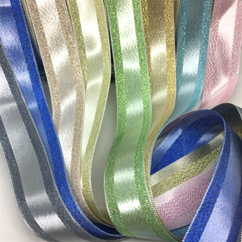 2.5cm 5Y Colored Lurex Satin Floral Ribbon For Handmade Craft Gift Packing Cakebox Bows Marriage Christmas Wedding Deco ► Photo 1/6