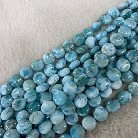 10mm coin larimar/Copper Pectolite stone beads natural stone beads DIY loose beads for jewelry making strand 15