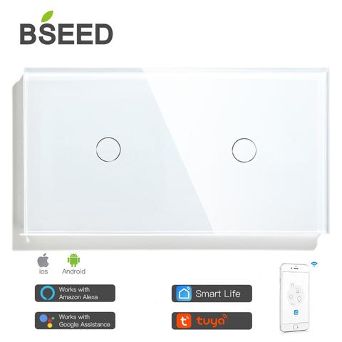 BSEED WIFI Double Light Switches Smart Touch Sensor Wall Switches Google Alexa Smart Life App Control 2Gang Smart Touch Switches ► Photo 1/6