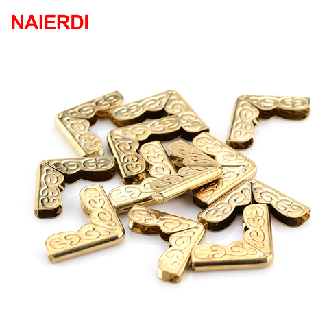 NAIERDI 100pcs Antique Brass Corner Brackets Metal Book Scrapbooking Notebook Albums Menus Folders Corner Protectors Bronze Tone ► Photo 1/6