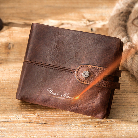 Contact's Casual Wallet Men Genuine Leather Wallets Small Coin Purse Hasp Design Leather Money Bag Male Card Holder Wallet RFID ► Photo 1/6