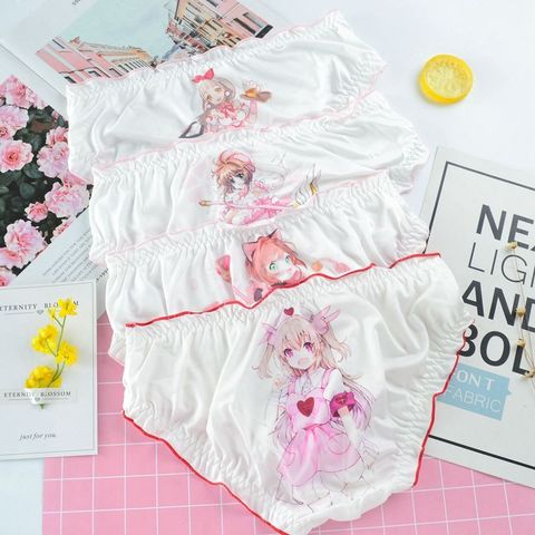 Japanese Sweet Girls Cotton Panties Low Waist Lolita Bow Underwear Ruffle  Briefs