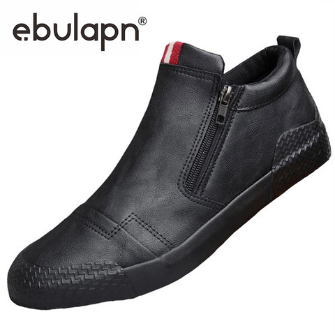 British Style High Top Men's Vulcanized Shoes Autumn New Men Casual Sneaker Shoes Spring/Autumn Side Zip Youth Loafer Flats ► Photo 1/6