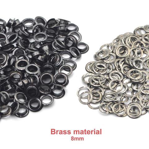 KALASO 100sets 8mm Pure Brass Material Black Grommet Eyelet With Washer Fit Leather Craft Shoes Belt Cap Bag Diy Supplies ► Photo 1/6