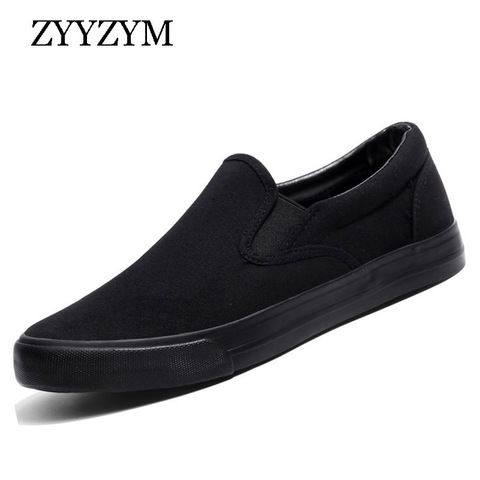 Men Casual Shoes Canvas Slip-On All Black Low Style Breathable Light Fashion Shoes for Men Footwear Zapatos De Hombre ► Photo 1/6