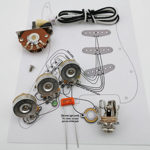 Guitar Potentiometer CTS 250K Copper shaft Wiring Kit for-Stra CDE 225P .033 100V Orange Drop Cap +Welding line drawing ► Photo 1/2