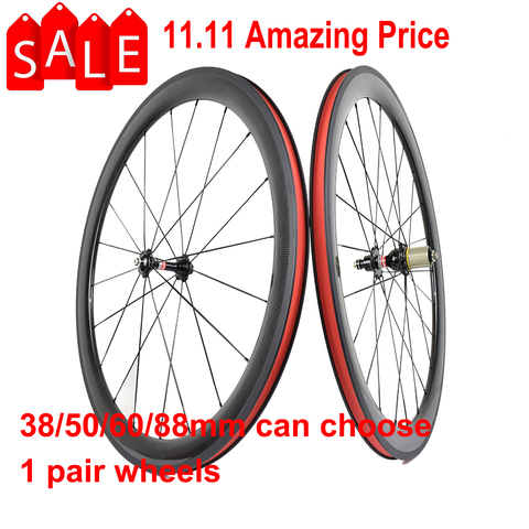 700C carbon wheels 38mm 50mm 60mm 88mm road bike wheels clincher or tubular carbon wheelset ► Photo 1/1