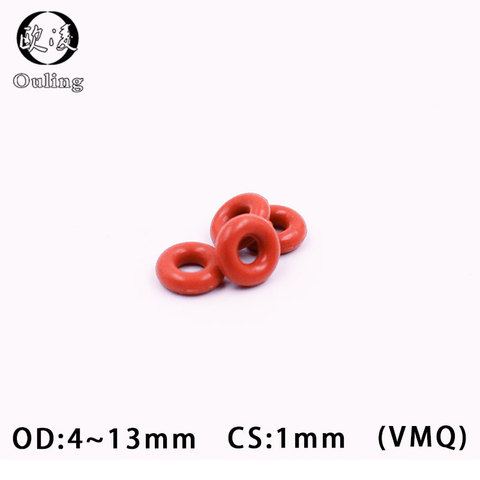 10PCS/lot Red Silicon Ring Silicone O ring 1mm Thickness OD4/5/6/7/8/9/10/11/12/13mm Rubber O-Ring Seal Gasket ORing Washer ► Photo 1/6