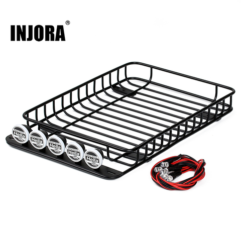 INJORA 232*145mm Metal Roof Rack with 5 LED Lights for 1/10 RC Crawler Car Traxxas TRX-4 Axial SCX10 90046 SCX10 III AXI03007 ► Photo 1/6