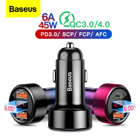 Baseus Quick Charge 4.0 3.0 USB Car Charger For iPhone 12 Xiaomi Samsung Mobile Phone QC4.0 QC3.0 QC Type C PD Fast Car Charging ► Photo 1/6