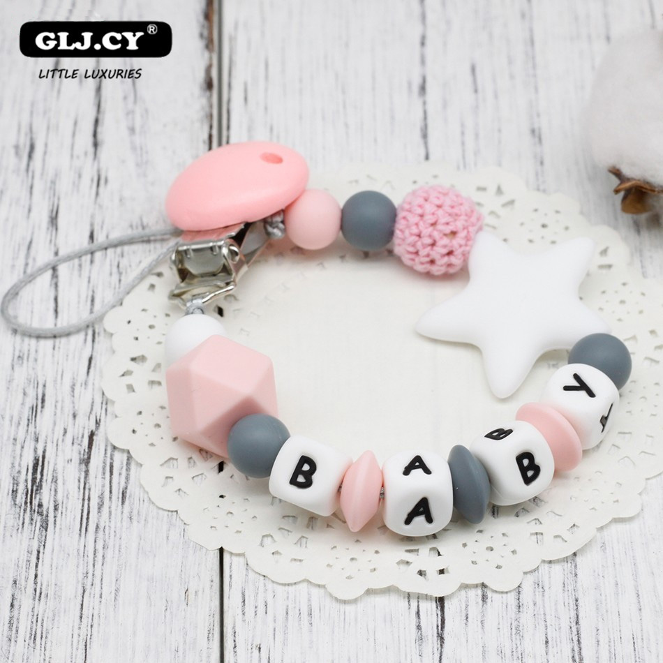 PERSONALISED DUMMY CLIP CHAIN PACIFER SOOTHER PLASTIC CLIPS 