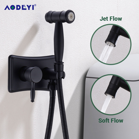 Black Bidet Sprayer Toilet lavement ass hygienic portable muslim Anal Shower head Enema Shattaf Anus douche Wash Brass Tap Mixer ► Photo 1/6