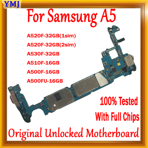 With Full chips for Samsung Galaxy A5 A520F A510F A530F A500F A500FU Motherboard, Original unlocked logic board,Free Shipping ► Photo 1/2