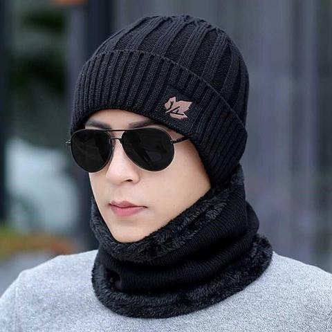 High Quality Cotton Add Fur Lined Winter Hats Casual Maple Leaf Design Beanies Hat For Men Outdoor Ski Sports Wool Knitted Hat ► Photo 1/6
