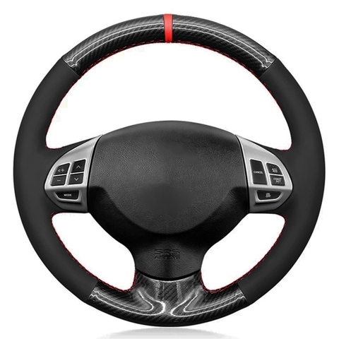 Car Steering Wheel Cover Black Carbon Fiber Suede For Mitsubishi Lancer X 10 2007-2015 Outlander 2006-2013 ASX 2010-2013 ► Photo 1/6