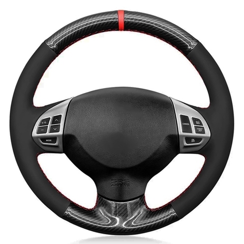Car Steering Wheel Cover Black Carbon Fiber Suede For Mitsubishi Lancer X 10 2007-2015 Outlander 2006-2013 ASX 2010-2013 ► Photo 1/6