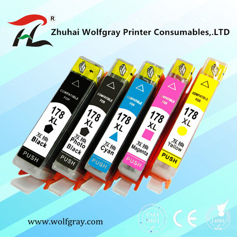 YI LE CAI 5PK compatible Ink Cartridge for HP 178 for HP178 178XL Photosmart 5510 5515 6510 7510 B109a B109n B110a Printer ► Photo 1/6