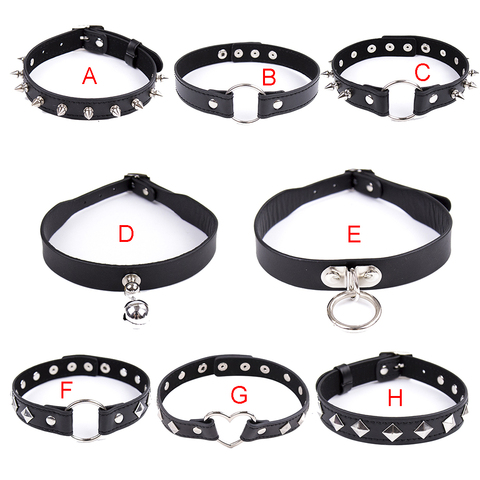 8 Type Fetish Sexy Slave Bondage Neck Collar PU Leather Punk Rivets Necklace BDSM Bondage Restraints Sex Collar Erotic Accessory ► Photo 1/6