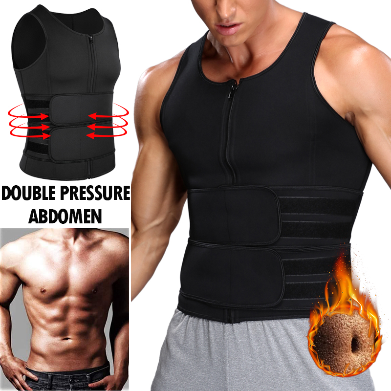 Mens Slimming Body Shaper Vest Compression Sauna Sweat Waist