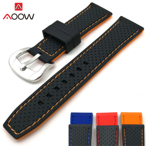 20mm 22mm 24mm Red Orange Blue Universal Soft Silicone Watchband Rubber Waterproof Sport Blet Bracelet Band Strap Accessories ► Photo 1/5