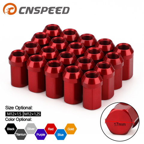 20pcs HEX 17mm M12*1.25 M12*1.5 Lug Nuts  7075-T6 Aluminum Taper conical seat 32 mm length Wheel Nuts JDM Accessories ► Photo 1/6