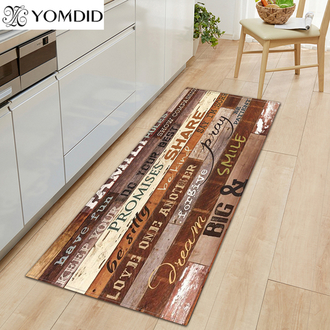 Long Kitchen Mat Bedroom Entrance Doormat Home Hallway Floor Decoration Living Room Carpet Wood grain Bathroom Anti-Slip Rug ► Photo 1/6