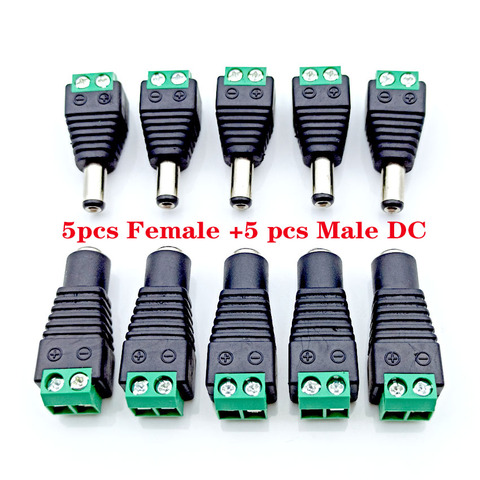 5pcs Female +5 pcs Male DC connector 2.1*5.5mm Power Jack Adapter Plug Cable Connector for 3528/5050/5730 led strip ligh ► Photo 1/6