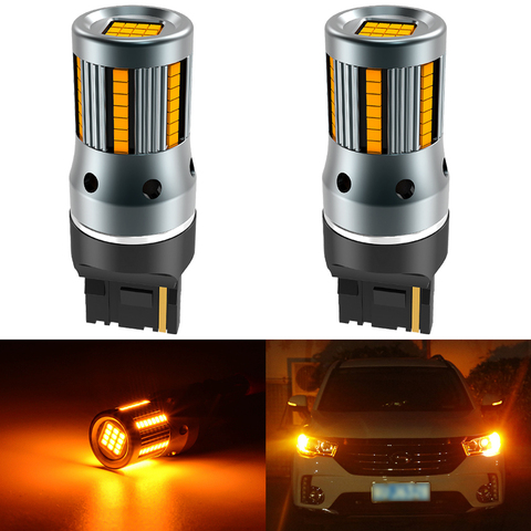 2pcs T20 W21W WY21W 7440 7440NA LED Turn Signal Light Bulbs Canbus Error Free No Hyper Flash Amber Yellow P21W ba15s T25 3156 ► Photo 1/6