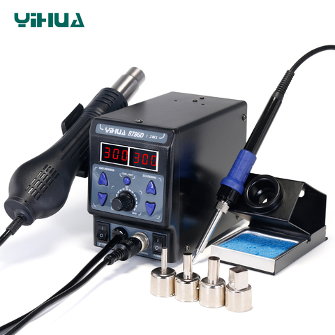 YIHUA 8786D Upgraded Version SMD Soldering Station Double Digital Display Cool Hot Air Gun Soldering Iron 2 in 1 Rework Station ► Photo 1/4