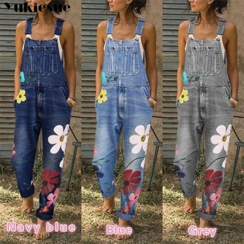 floral printed New Arrival Sleeveless Jumpsuit Jeans Sexy Bodysuit Women Denim Overalls Rompers Girls Pants Mom Jeans Ladies ► Photo 1/6