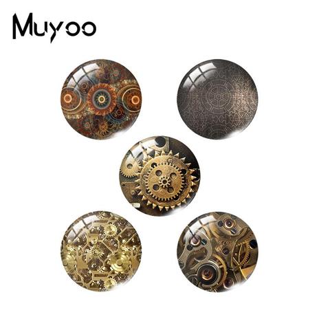 2022 New Steampunk Gear Pattern Glass Dome Cabochon Round Photo Cabochons Art Hand Craft Jewelry ► Photo 1/6