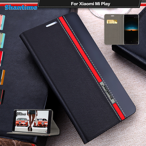 Pu Leather Wallet Phone Bag Case For Xiaomi Mi Play Flip Book Case For Xiaomi Mi Play Business Case Soft Tpu Silicone Back Cover ► Photo 1/6