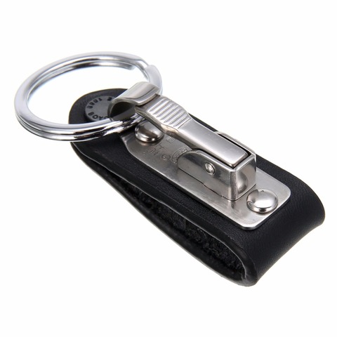1PC Hanging Leather Keychain Stainless Steel Detachable Keychain Waist Belt Clip Buckle Key Ring Holder 7cm*2cm ► Photo 1/4