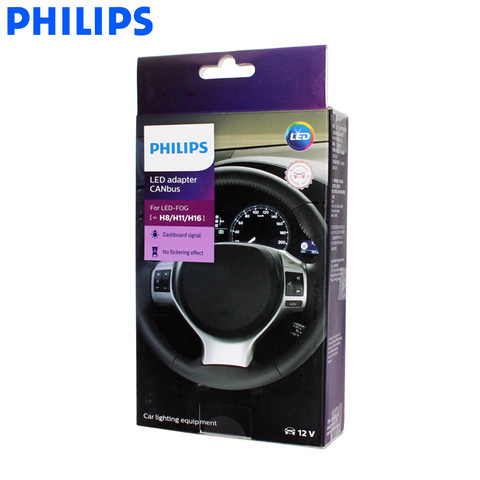 Philips 12V LED Canbus Adapter H8 H11 H16 Fog Light Decoder Car Accessories Warning Canceller Smooth Functioning 18954 C2, Pair ► Photo 1/6