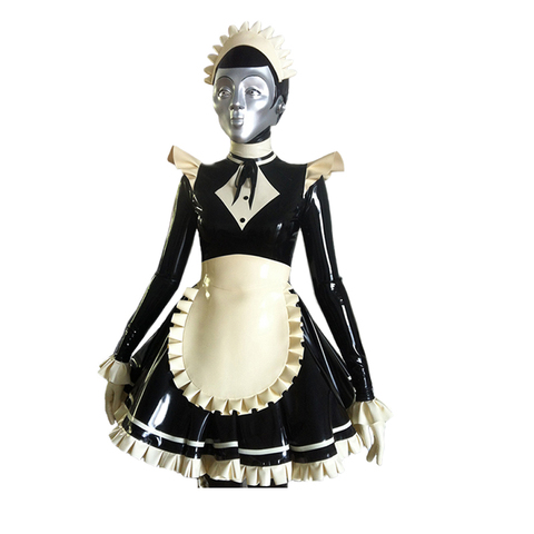 Latex Rubber  Maid Costume Fancy Ball Skirt cosplay ► Photo 1/4