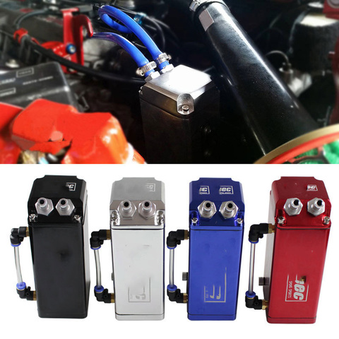 Universal Aluminum Square Shape Oil Catch Can Tank Reservoir Racing Engine Fuel Tanks Black Red Blue With 2 Fittings Oil Catcher ► Photo 1/6