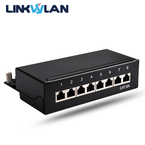 Mini Desktop CAT 6/6A  8/12-port Patch Panel Full Shielded, Available For Wall Mounting (with wall-mount screw holes) ► Photo 1/6