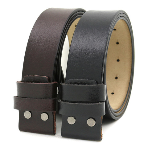 LannyQveen Mens Belt 100% Pure Cowhide Belt Strap 3.8CM No Buckle Genuine Leather Belts With Holes High Quality ► Photo 1/6