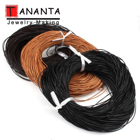 5m Genuine Leather Round Leather Cord String Necklace Rope For Jewelry Making DIY Bracelet Retro Crafts Findings Dia 1/1.5/2/3mm ► Photo 1/6