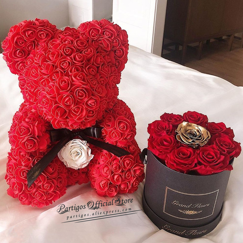 DIY Valentines Day Gifts Red Rose Bear Artificial foam Roses Flower Wedding Engagement Decoration little Bear Mold bear Ted ► Photo 1/6