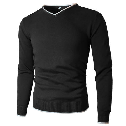 Men Sweater Pullover Male Sweaters Jersey Jumper V-Neck Autumn Winter Basic Knitwear Male Pullovers Plain Style Solid Brand MuLS ► Photo 1/6