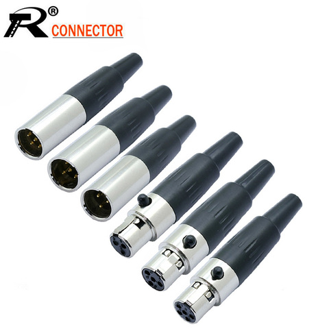 10pcs/lot Mini XLR 3 4 5 Pin Male Plug Soldering MIC Cable Wire Connector Gold Plated Small XLR Microphone Plug Jack Wholesales ► Photo 1/6