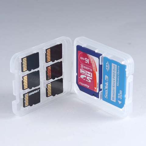 standard 8 in 1 eight in one clear transparent plastic memory card holder SD card flash card memory stick MS TF card holder ► Photo 1/4