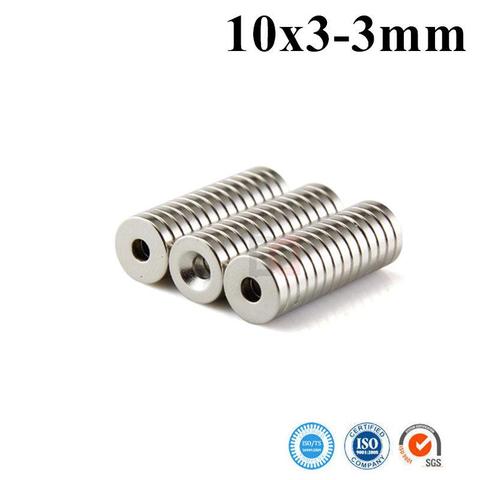 50Pcs 10x3mm with 3mm Hole Neodymium Magnet Ring Small Round Super Strong Powerful Magnetic Magnets for Craft Gallium Metal ► Photo 1/6