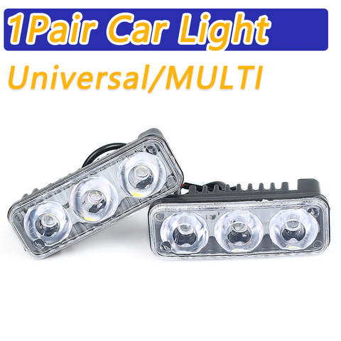 COOYIDOM Universal MULTI 1Pair LED DRL Car High Power Running Lights DC Lens Waterproof 12 - 24V white 6000k with Fog Lamps ► Photo 1/6