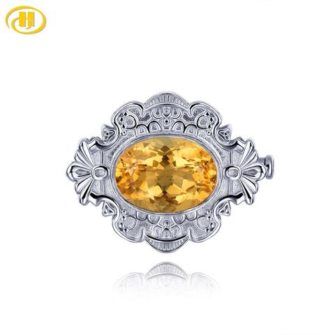 Natural Citrine S925 Silver Women's Brooch 5 Carats Geniue Crystal Classic Design Unisex Jewelry Business Style Christmas Gifts ► Photo 1/6